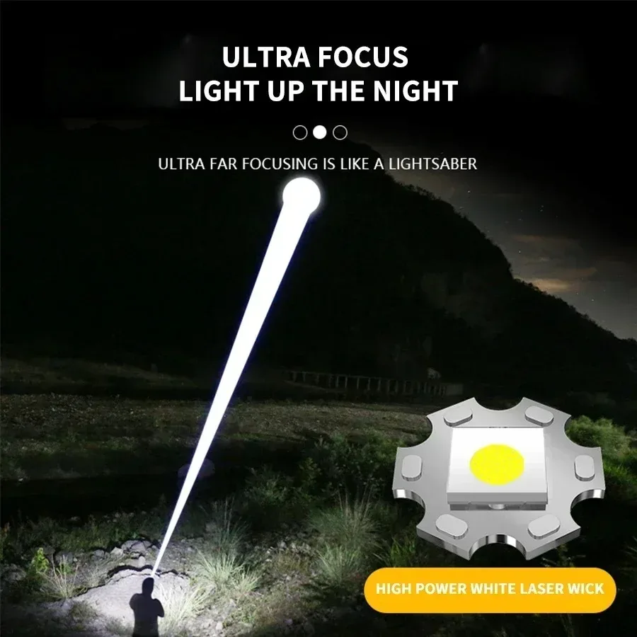 Rechargeable LED Flashlight 100000LM Super Bright Long Range Tactical Torch Waterproof for Outdoor Camping Fishing Lantern