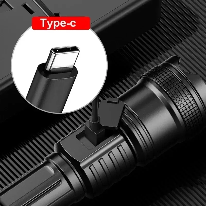 Rechargeable LED Flashlight 100000LM Super Bright Long Range Tactical Torch Waterproof for Outdoor Camping Fishing Lantern