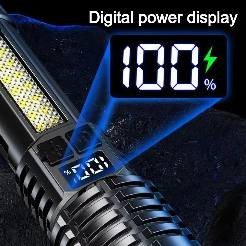 Rechargeable LED Flashlight 100000LM Super Bright Long Range Tactical Torch Waterproof for Outdoor Camping Fishing Lantern