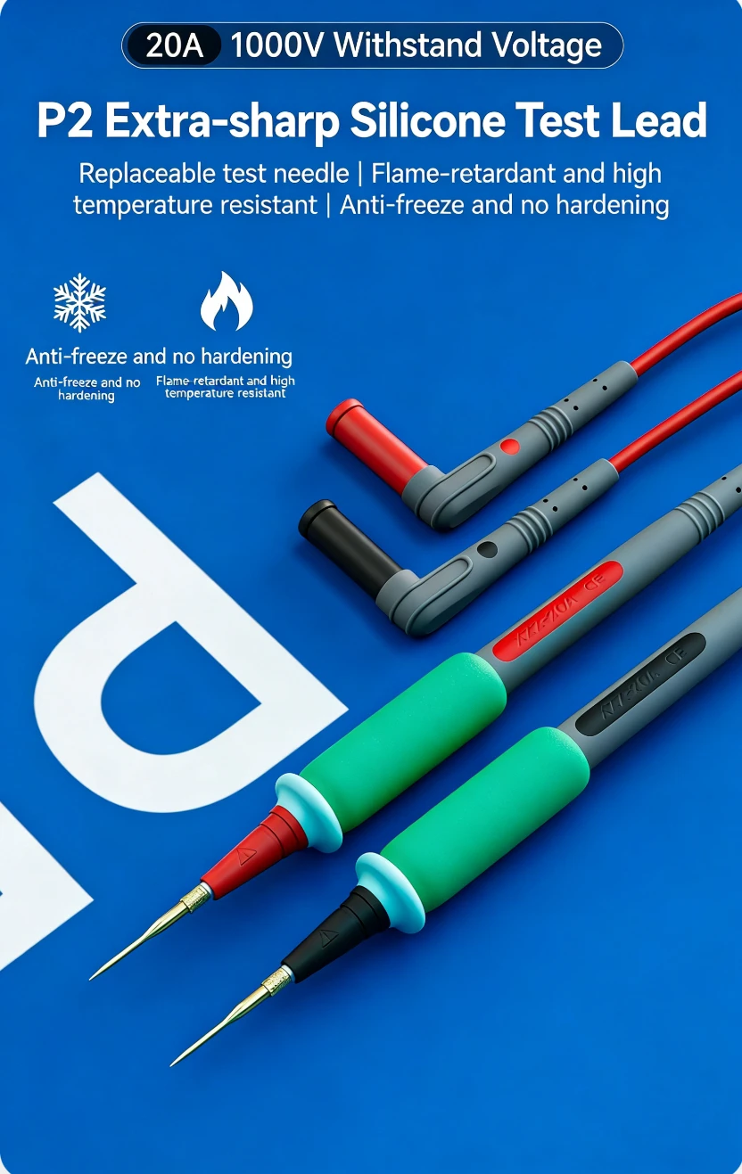 XZZ XINZHIZAO P2 Probe Tip Extra Sharp Multimeter Pen 1000V 20A Super Conducting Universal Multimeter Probe Replaceable