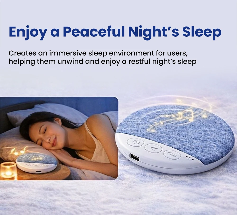 Mini Bluetooth 5.4 Under Pillow Sleep Aid Speaker HiFi Stereo White Noise Multi-Functional Home Sleep Ultra Thin Timed Audio Pla
