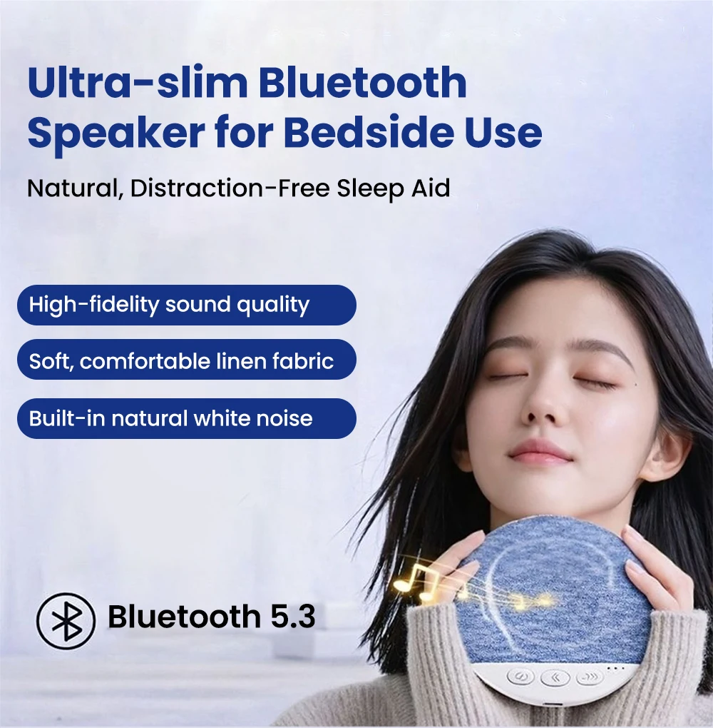 Mini Bluetooth 5.4 Under Pillow Sleep Aid Speaker HiFi Stereo White Noise Multi-Functional Home Sleep Ultra Thin Timed Audio Pla