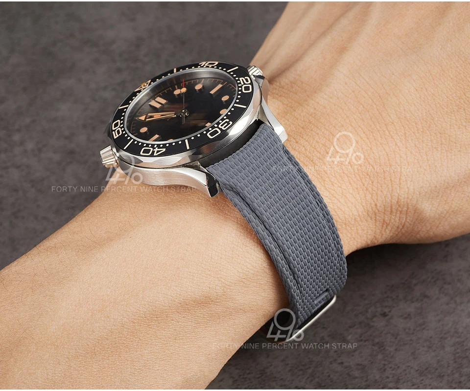 New Curved End Rubber Watch Straps 20mm Watch Belt Military 21mm 22mm FKM Watch Bands Bracelet for omega swatch Men's