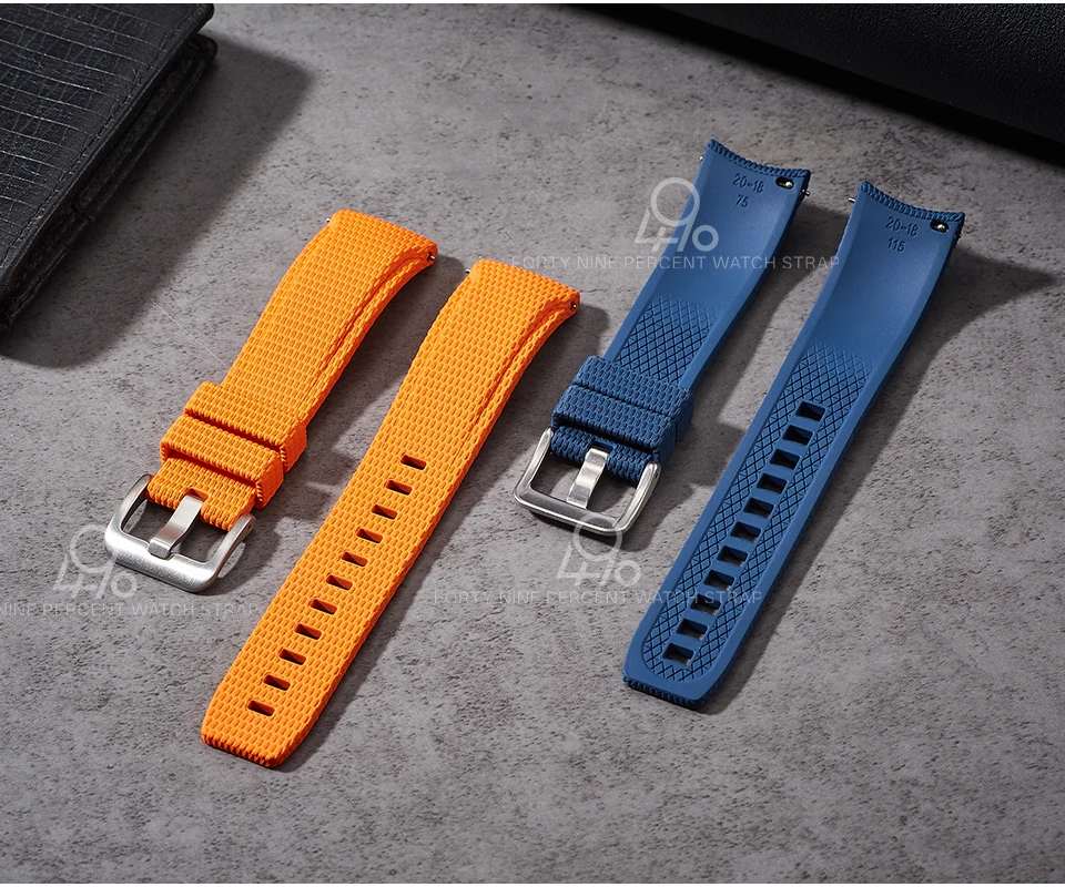 New Curved End Rubber Watch Straps 20mm Watch Belt Military 21mm 22mm FKM Watch Bands Bracelet for omega swatch Men's