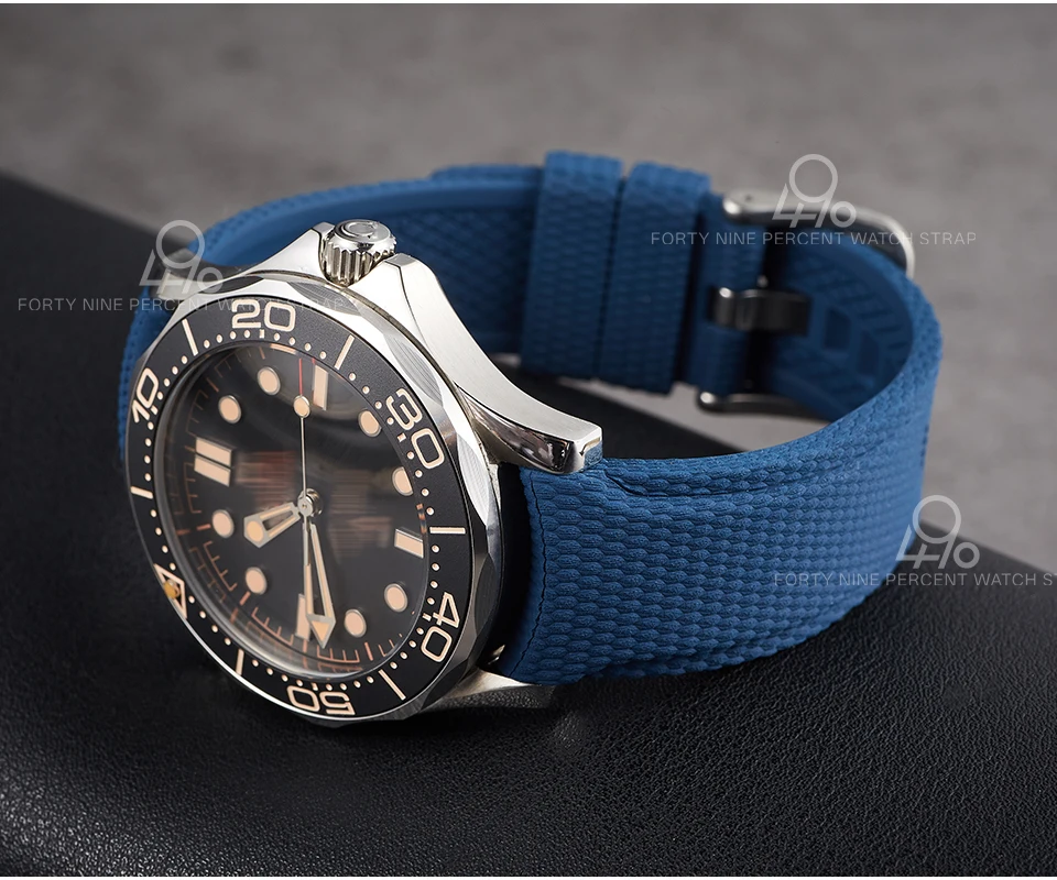 New Curved End Rubber Watch Straps 20mm Watch Belt Military 21mm 22mm FKM Watch Bands Bracelet for omega swatch Men's