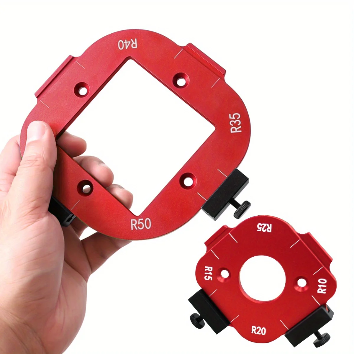 2Pcs Aluminum Alloy Radius Jig Templates - Woodworking Router Corner Radius Set - Quick-Switch Arc Cutting Guide