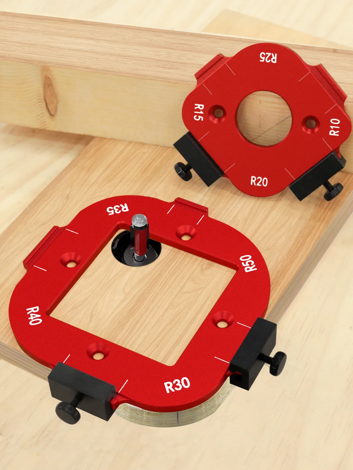 2Pcs Aluminum Alloy Radius Jig Templates - Woodworking Router Corner Radius Set - Quick-Switch Arc Cutting Guide