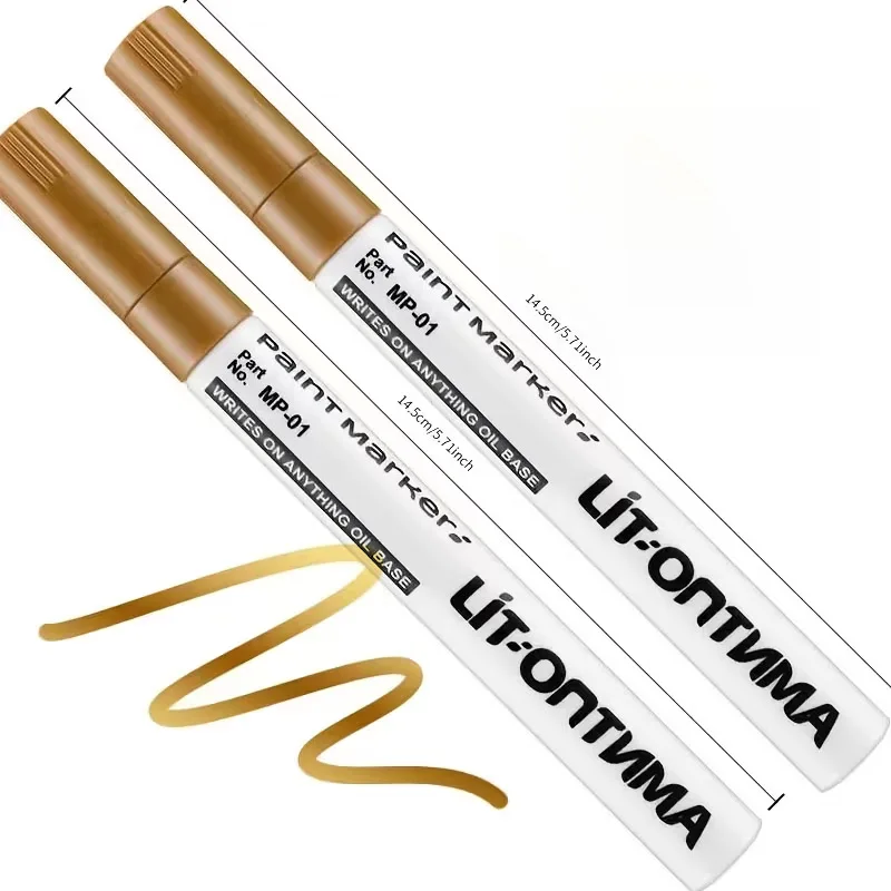 1-2Pcs Golden Tombstone Marker Pen Quick Dry Oil Based Fine Tip Weather Resistant For Granite Marble Cemetery Maintenance