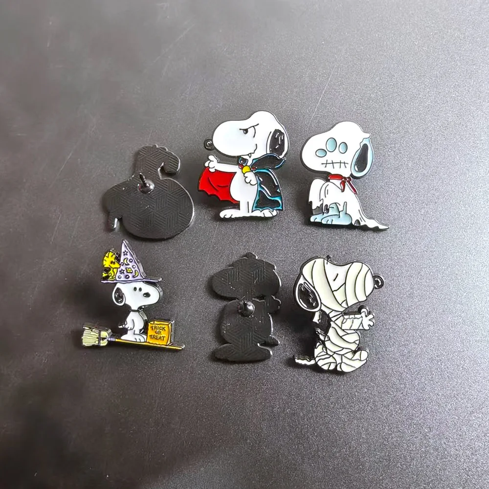 6Pcs/Set Snoopy Halloween Enamel Pins, Cute Cartoon Dog Brooches, Kawaii Lapel Pins for Backpacks Hats, Halloween Gifts for Fans