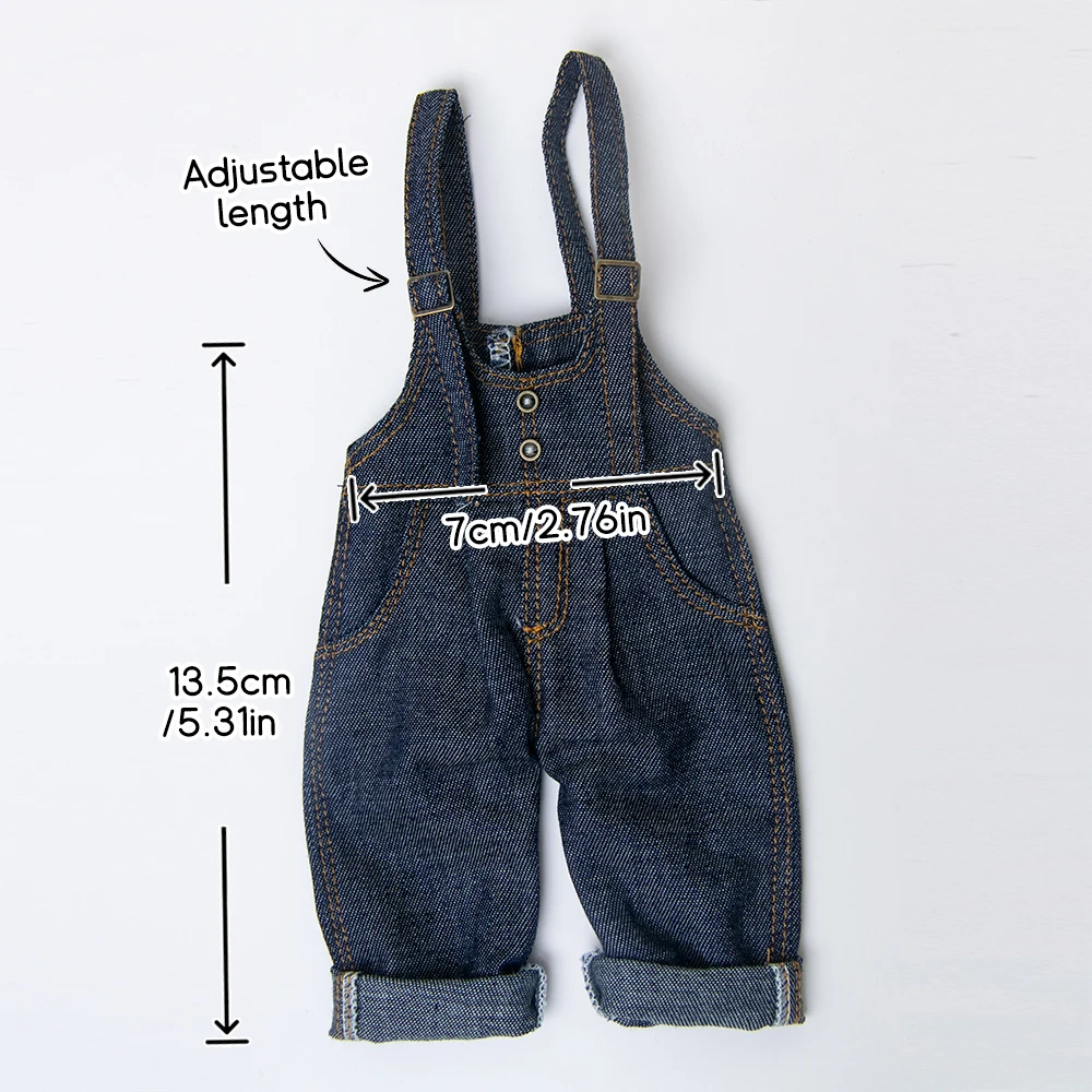 Blyth Doll Clothes Vintage Denim Overalls Long Sleeve Base Layer Top Jeans Pants Set for Ob22 YMY Licca Azone Doll Accessories