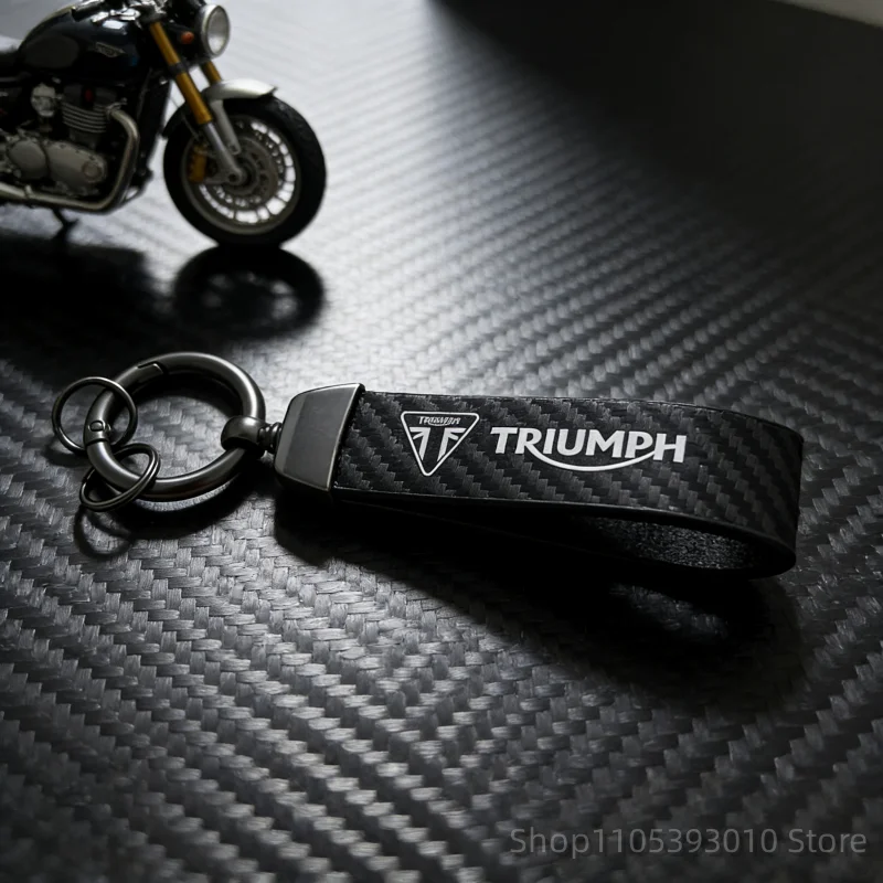 For TRIUMPH DAYTONA 675/675 Trident 660 Tiger 900 1050 Triple 675 1050 Motorcycle Keychain Metal Carbon Fiber Leather Key Chain
