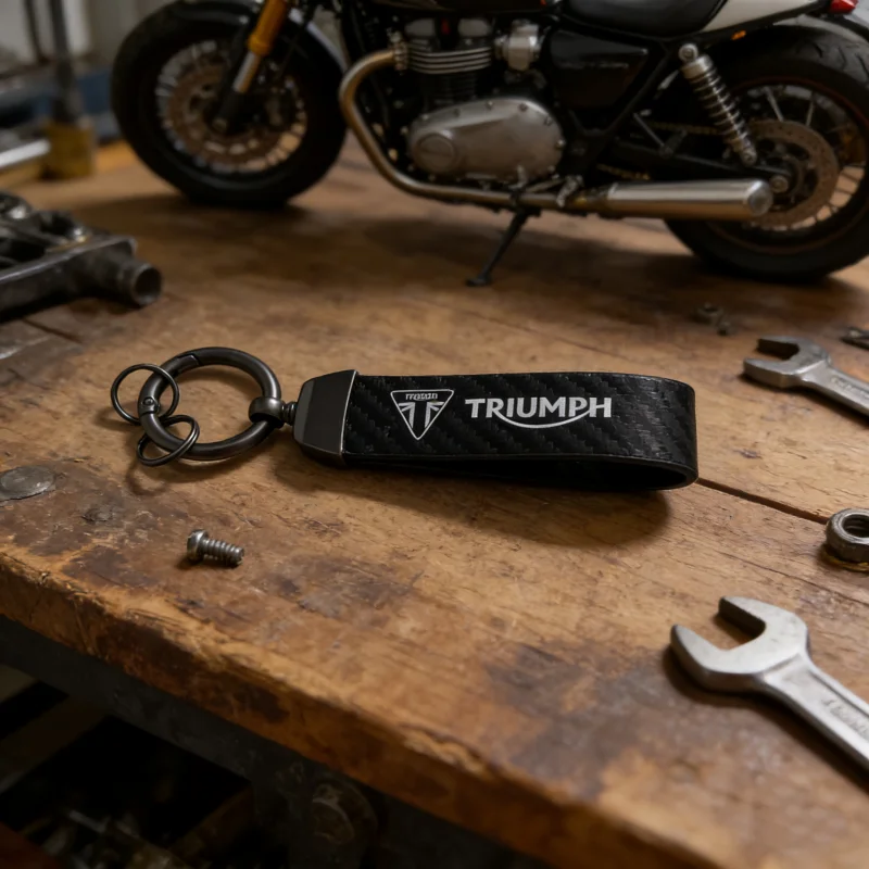 For TRIUMPH DAYTONA 675/675 Trident 660 Tiger 900 1050 Triple 675 1050 Motorcycle Keychain Metal Carbon Fiber Leather Key Chain