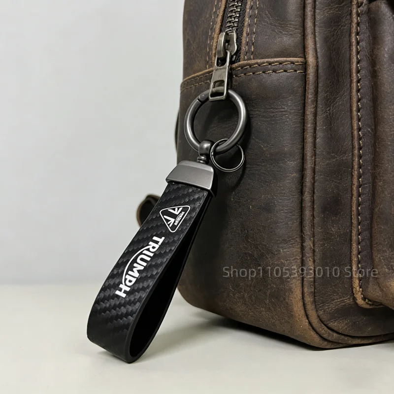 For TRIUMPH DAYTONA 675/675 Trident 660 Tiger 900 1050 Triple 675 1050 Motorcycle Keychain Metal Carbon Fiber Leather Key Chain