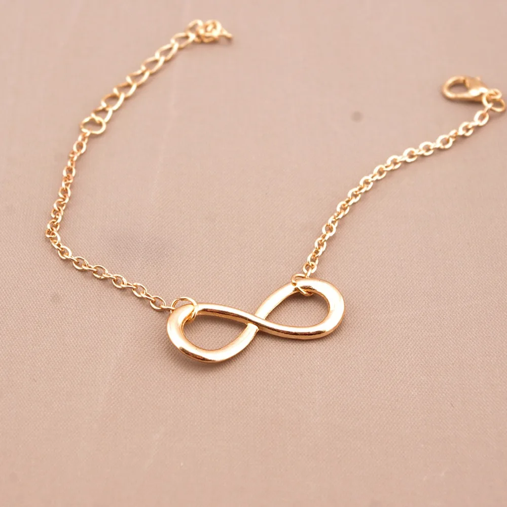 L040 Hot Minimalist Punk Vintage Bijoux Fashion Charm Infinity 8 Bracelets For Women Gift Men Chain Tiny Bangles Cheap Jewelry