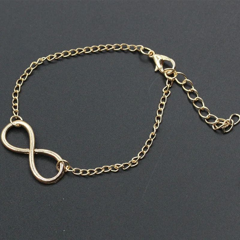 L040 Hot Minimalist Punk Vintage Bijoux Fashion Charm Infinity 8 Bracelets For Women Gift Men Chain Tiny Bangles Cheap Jewelry
