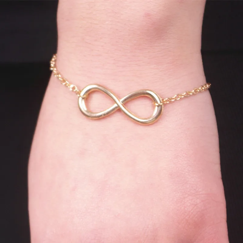 L040 Hot Minimalist Punk Vintage Bijoux Fashion Charm Infinity 8 Bracelets For Women Gift Men Chain Tiny Bangles Cheap Jewelry