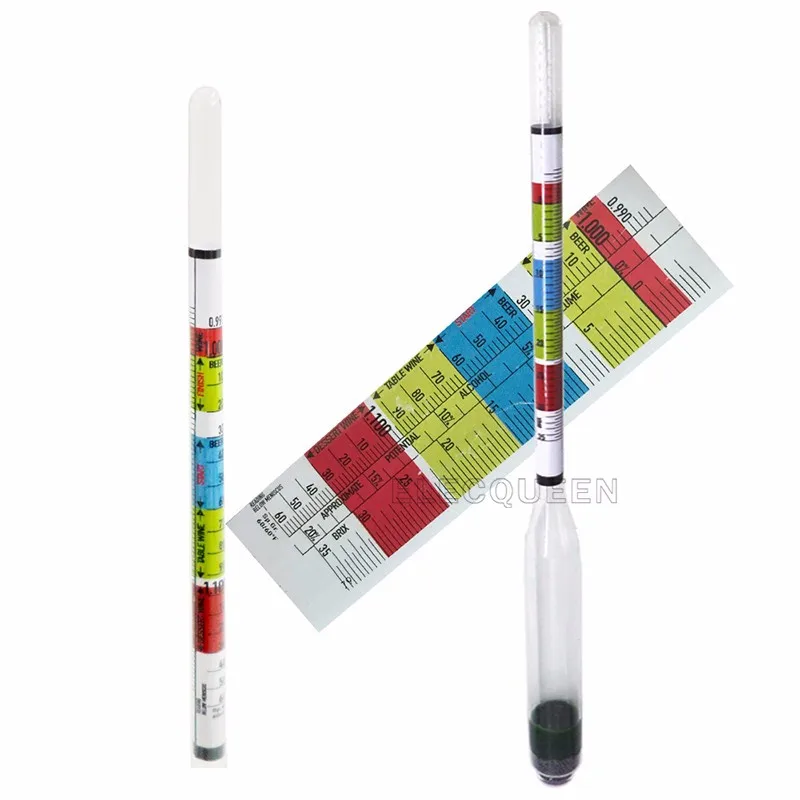 3 Scale Hydrometer For Wine Beer Cider Alcohol Testing Fitting With Home brew