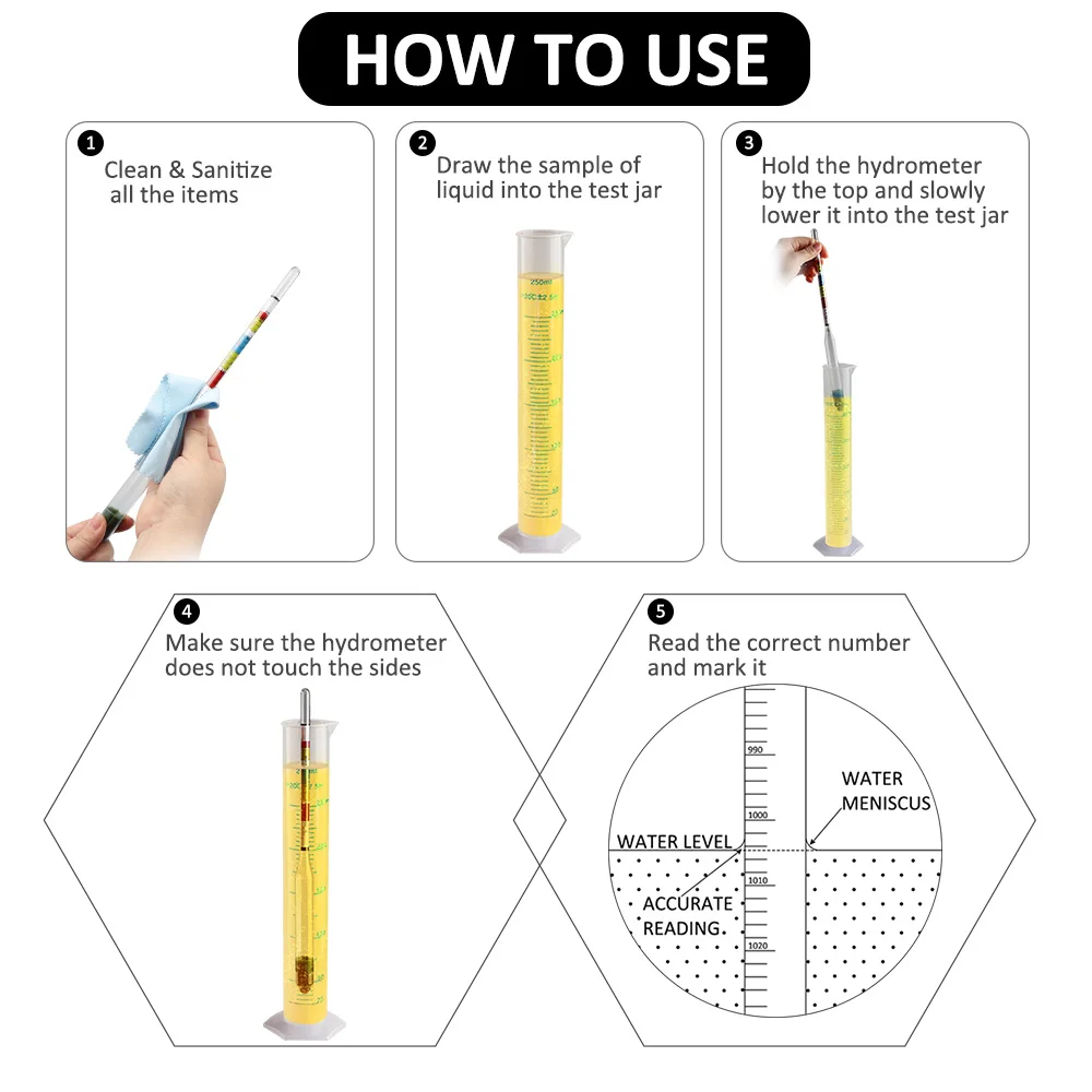 3 Scale Hydrometer For Wine Beer Cider Alcohol Testing Fitting With Home brew