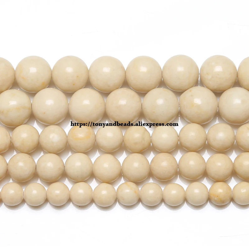 Natural Stone White Jasper Round Loose Beads 15" Strand 4 6 8 10 12MM Pick Size For Jewelry Making