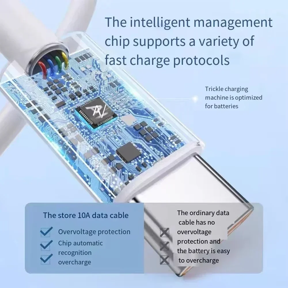 New 120W 10A Dual USB-C To Type C Super Fast Charging Data Cable For iPhone Samsung Huawei Quick Transfer Wire 0.25m/1m/2m/3m