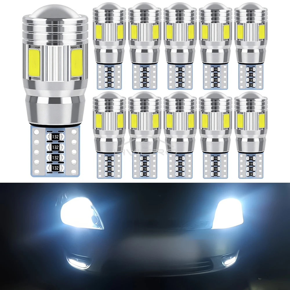 2Pcs T10 LED Auto Interior Xenon White Blue Pink CANBUS 5630 6SMD 12V Aluminum Side Marker Parking Lighting Cob Turn Signal Bulb