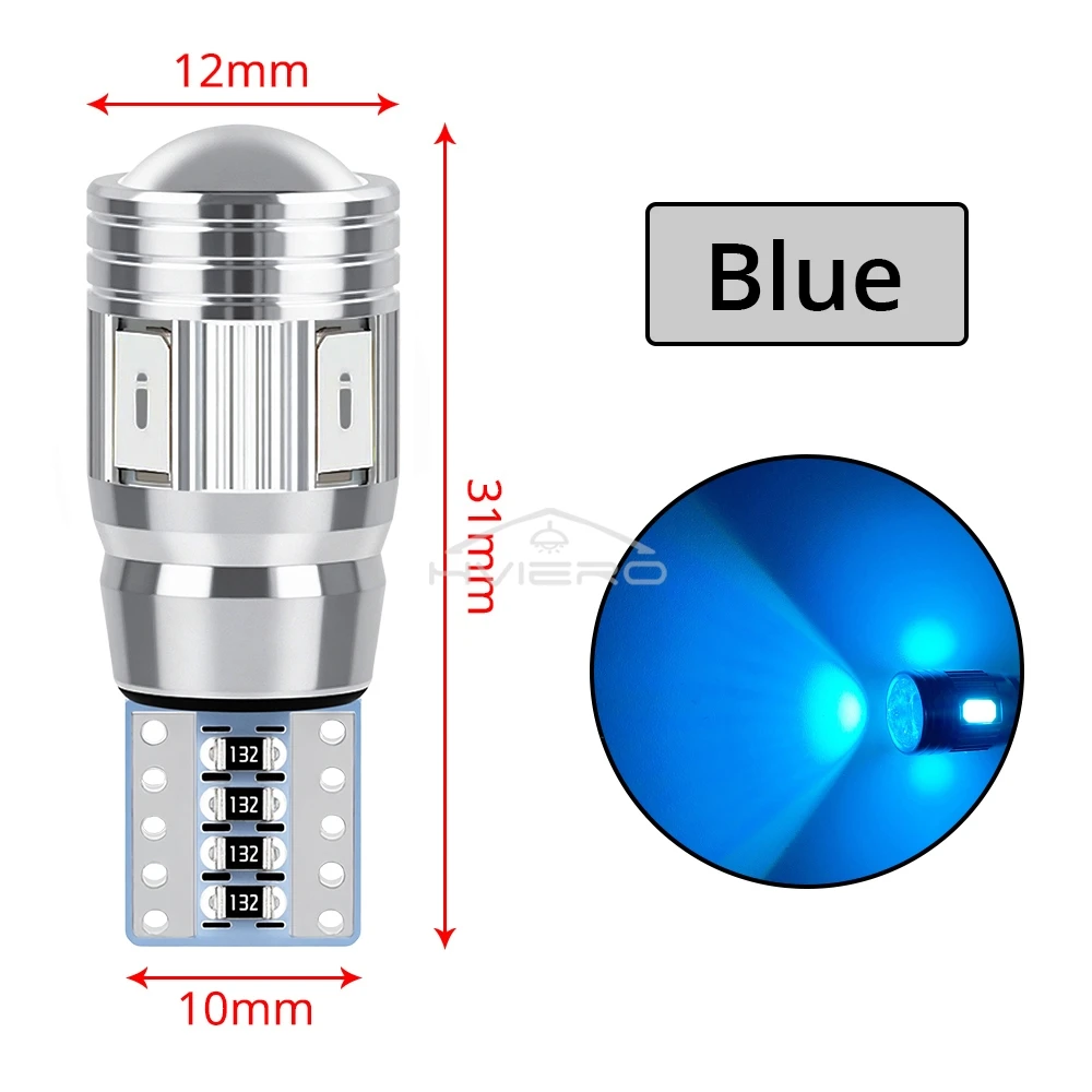 2Pcs T10 LED Auto Interior Xenon White Blue Pink CANBUS 5630 6SMD 12V Aluminum Side Marker Parking Lighting Cob Turn Signal Bulb