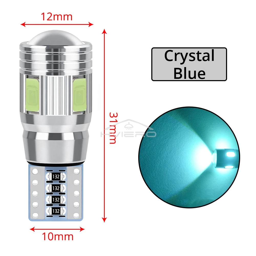 2Pcs T10 LED Auto Interior Xenon White Blue Pink CANBUS 5630 6SMD 12V Aluminum Side Marker Parking Lighting Cob Turn Signal Bulb