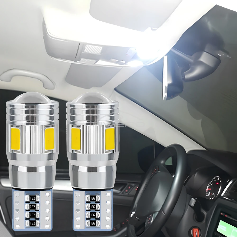2Pcs T10 LED Auto Interior Xenon White Blue Pink CANBUS 5630 6SMD 12V Aluminum Side Marker Parking Lighting Cob Turn Signal Bulb