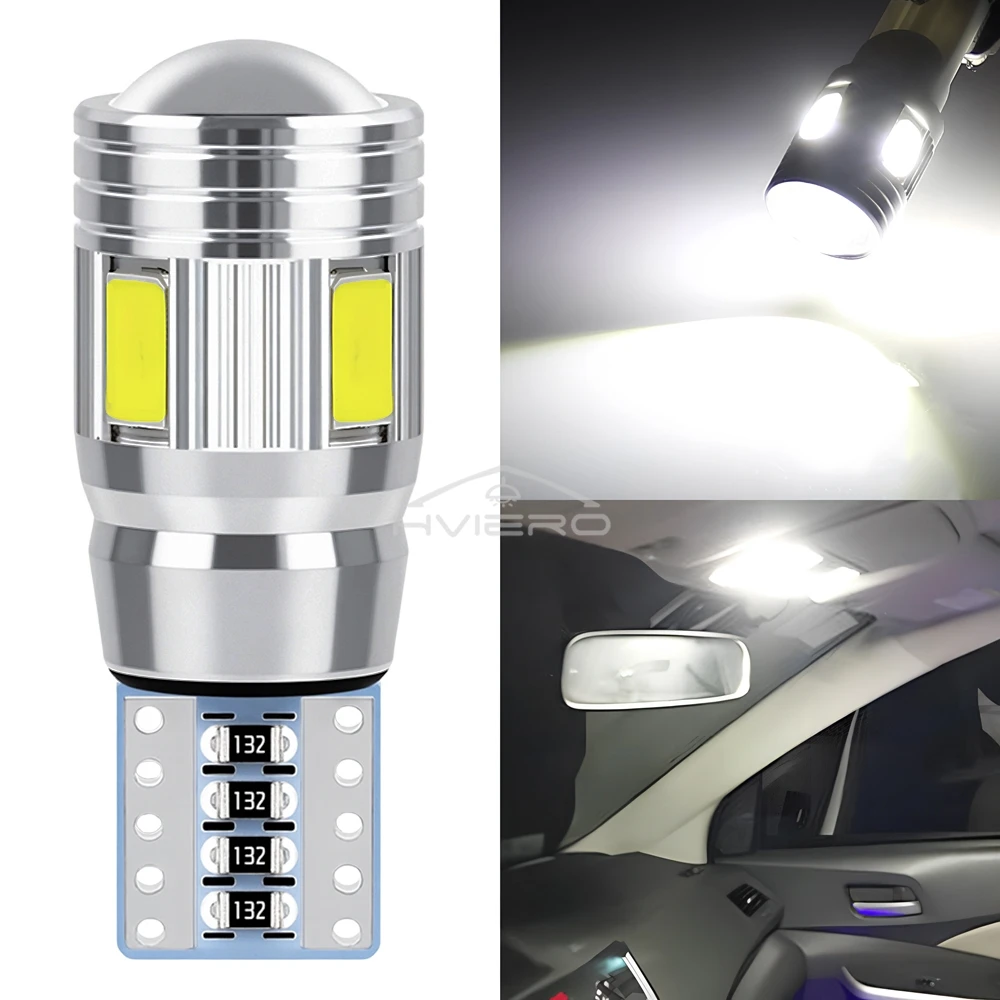 2Pcs T10 LED Auto Interior Xenon White Blue Pink CANBUS 5630 6SMD 12V Aluminum Side Marker Parking Lighting Cob Turn Signal Bulb