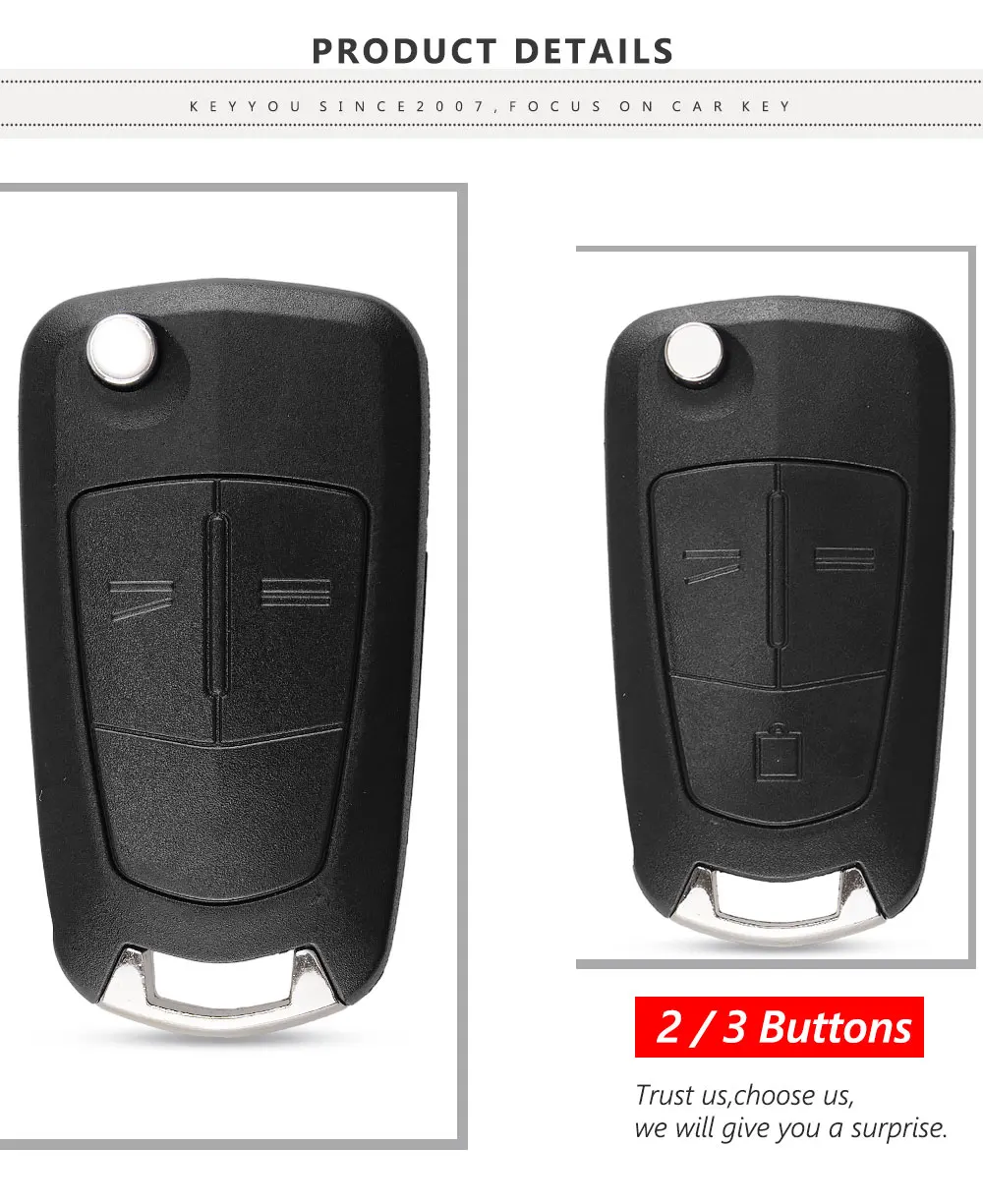 KEYYOU 2 Buttons Flip Remote Folding Car Key Cover Fob Case Shell Styling Case For Vauxhall Opel Corsa Astra Vectra Signum
