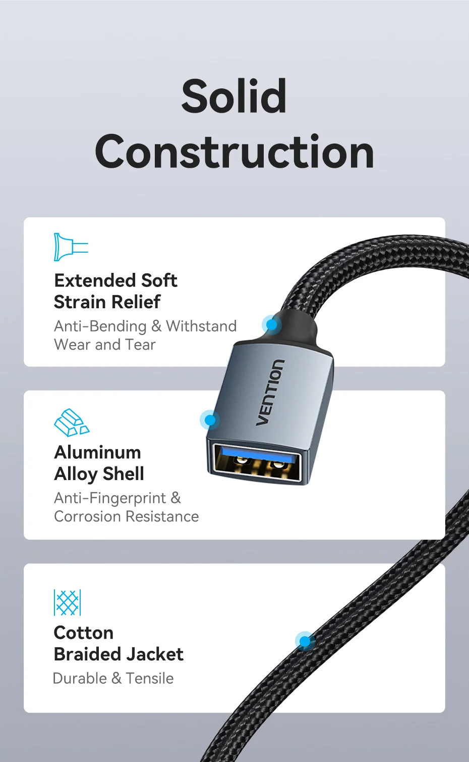 Vention USB Cable USB 3.0 Extension Cable Male to Female 3.0 2.0 USB Extender Cable for PS4 Xbox Smart TV PC USB Extension Cable