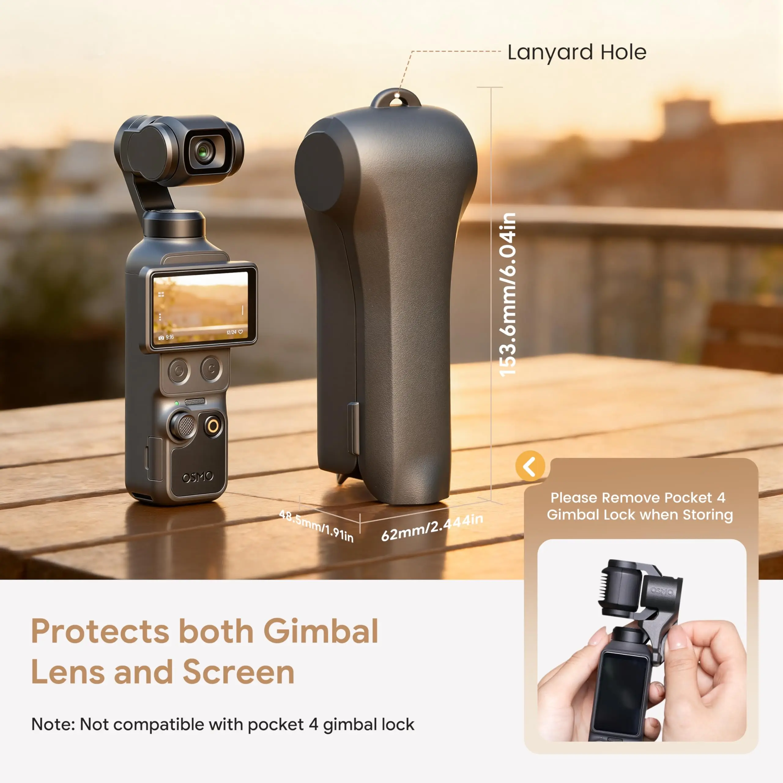 Full Protective Cover Case for DJI Osmo Pocket 4 Accessories with 3 CPL/ND Filter Slots Impact-Resistant Gimbal