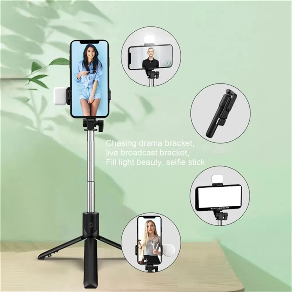 Phone Selfie Stick Tripod Bluetooth Remote Wireless Selfi Stick Phone Holder With Beauty LED Fill Light For Phone Live Streaming