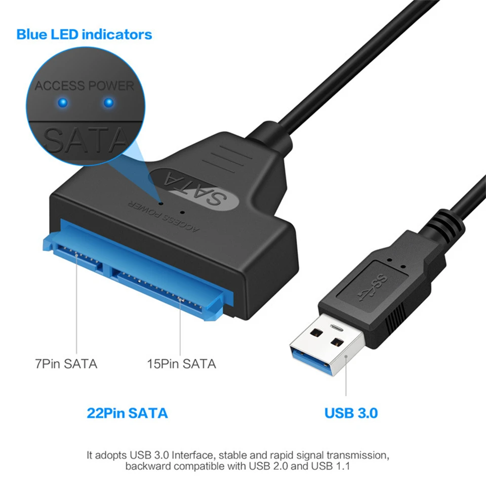 SATA to USB3.0 Cable USB Type C to SATA III Hard Driver Adapter 2.5 Inch External HDD SSD USB C to Sata Cord Connector Converter