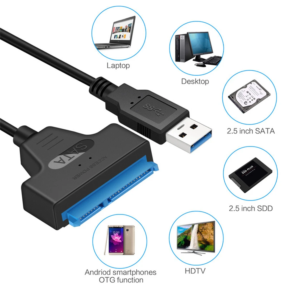 SATA to USB3.0 Cable USB Type C to SATA III Hard Driver Adapter 2.5 Inch External HDD SSD USB C to Sata Cord Connector Converter