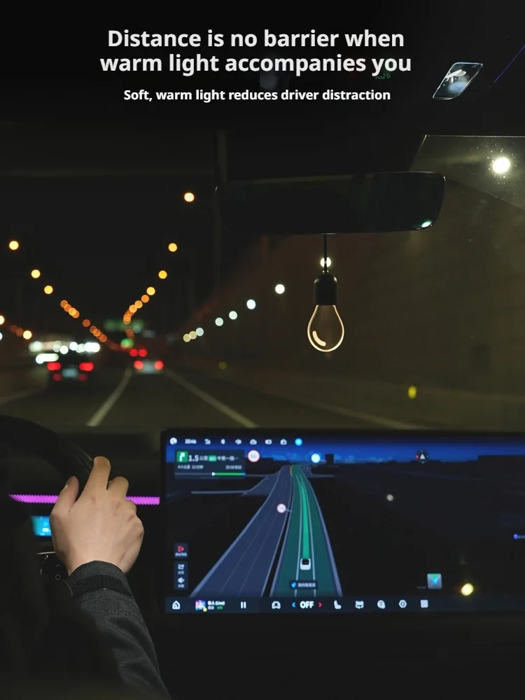 SEAMETAL Car Rearview Mirror Ornament Hanging Decor Retro Small Car Light LED Bulb Atmosphere Lamp for Car Interior Decoration