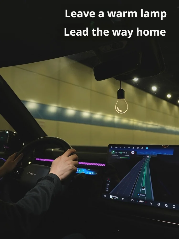 SEAMETAL Car Rearview Mirror Ornament Hanging Decor Retro Small Car Light LED Bulb Atmosphere Lamp for Car Interior Decoration