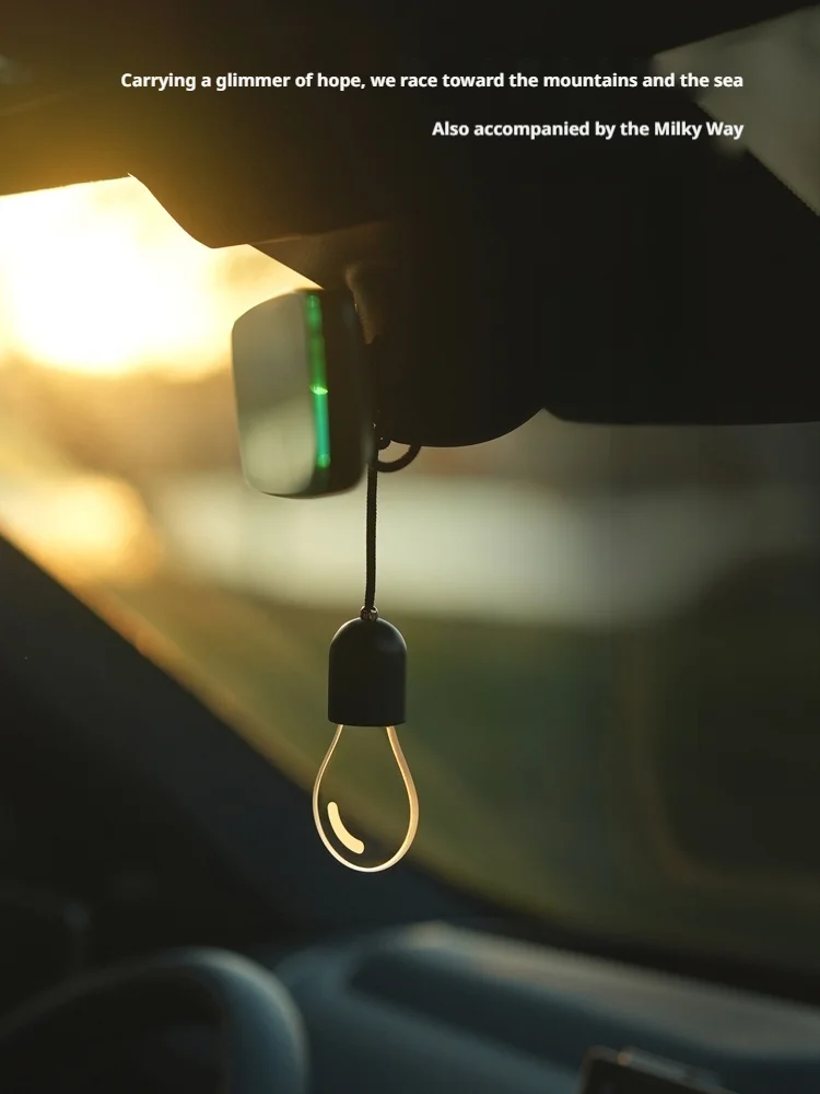 SEAMETAL Car Rearview Mirror Ornament Hanging Decor Retro Small Car Light LED Bulb Atmosphere Lamp for Car Interior Decoration