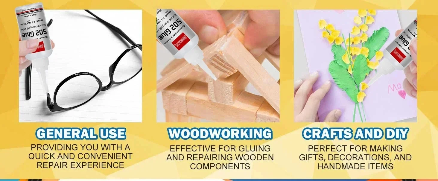 20ml 502 Super Glue Instant Strong Adhesive Cyanoacrylate Fast Drying Clear Glue for Metal Plastic Wood Ceramic Glass Shoes