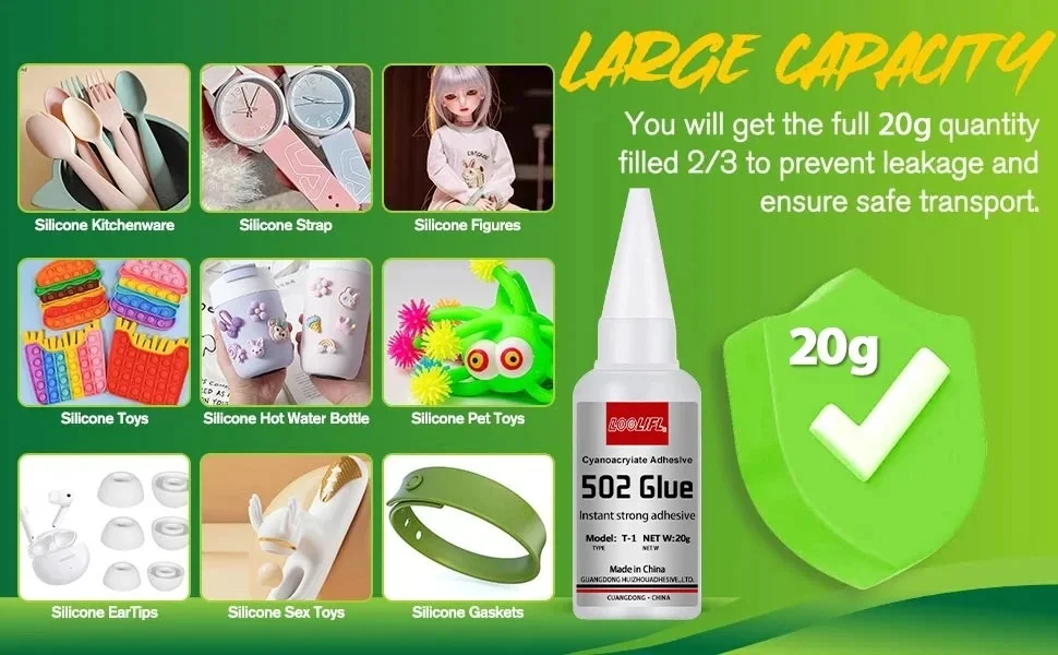 20ml 502 Super Glue Instant Strong Adhesive Cyanoacrylate Fast Drying Clear Glue for Metal Plastic Wood Ceramic Glass Shoes