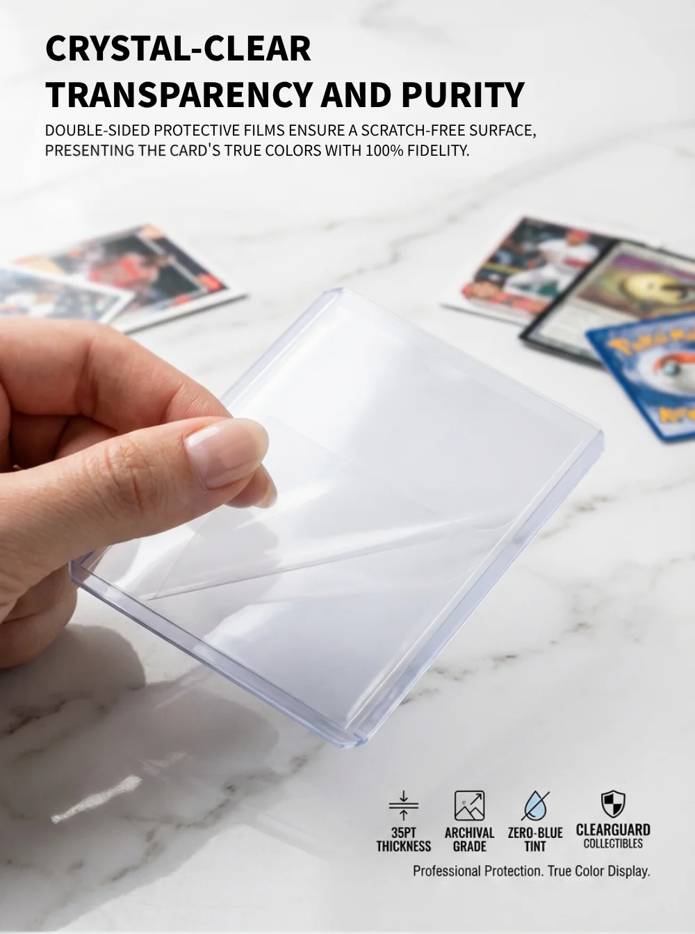 10/25/50PCS 35PT Rigid Card Toploaders for Korean Kpop Photocard Pokemon TCG Clear 3x4" Hard Plastic Sleeves Sports Card Holders