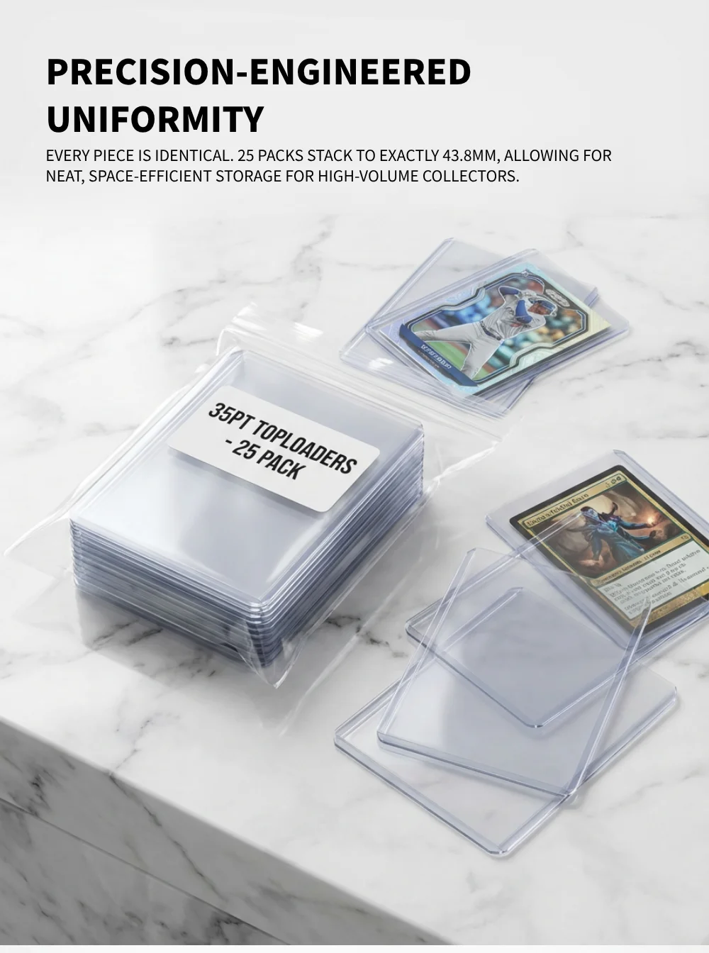 10/25/50PCS 35PT Rigid Card Toploaders for Korean Kpop Photocard Pokemon TCG Clear 3x4" Hard Plastic Sleeves Sports Card Holders