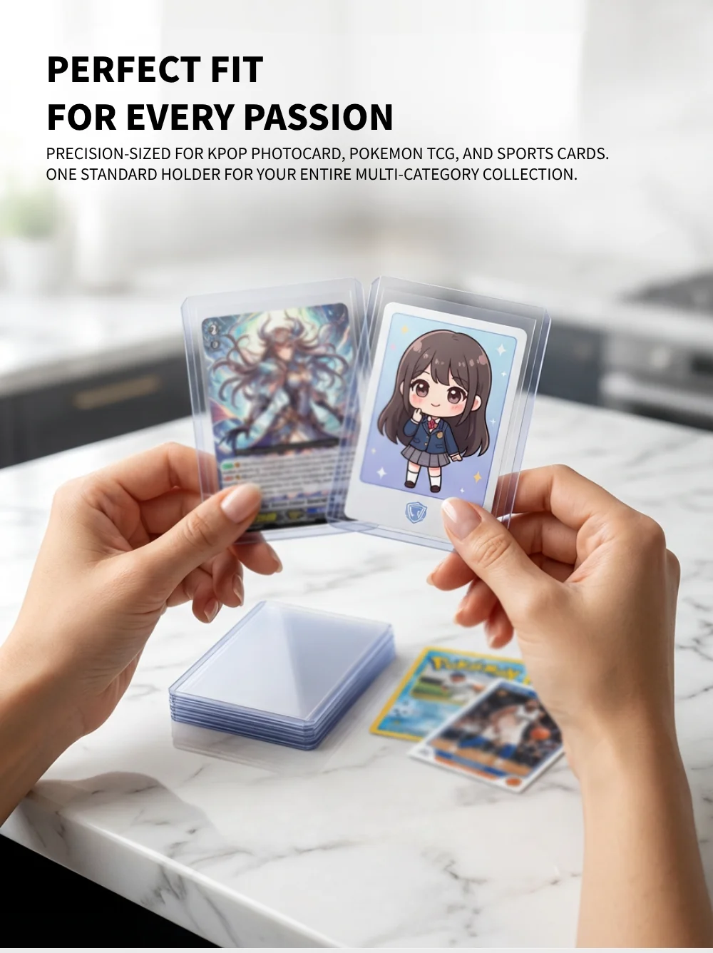 10/25/50PCS 35PT Rigid Card Toploaders for Korean Kpop Photocard Pokemon TCG Clear 3x4" Hard Plastic Sleeves Sports Card Holders