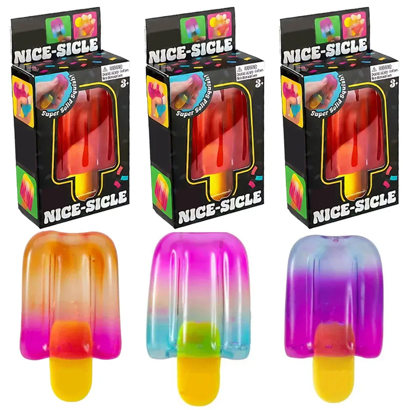 1/3pcs Ice Cream Squishy Squeeze Toy Nice Cube Sensory Fidget Toy Portable Stress Relief Gadget for Office Home Daily Relax