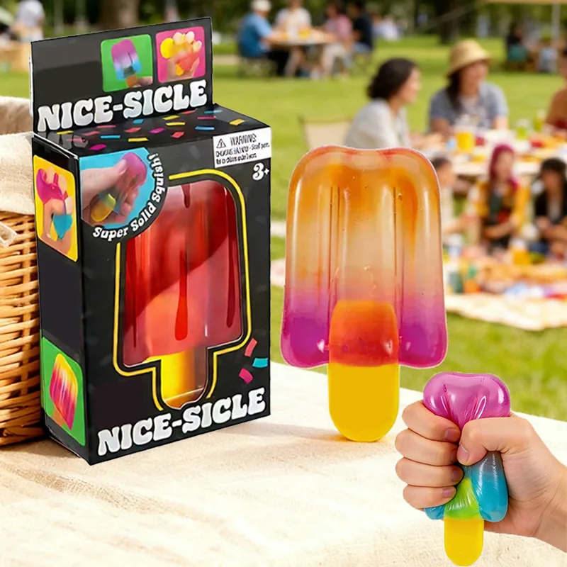 1/3pcs Ice Cream Squishy Squeeze Toy Nice Cube Sensory Fidget Toy Portable Stress Relief Gadget for Office Home Daily Relax