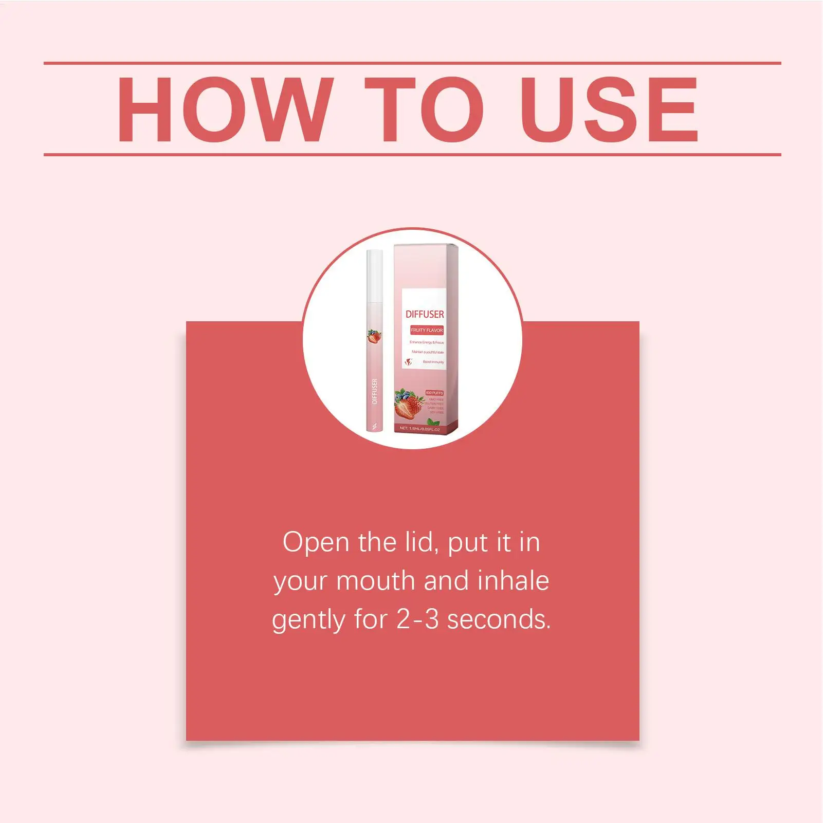 1pcDiffuser Pen Energy Boost Cleansing Personal Care Products Refreshing Fruit Lung Care Sticks For Men Women Daily Morning Work
