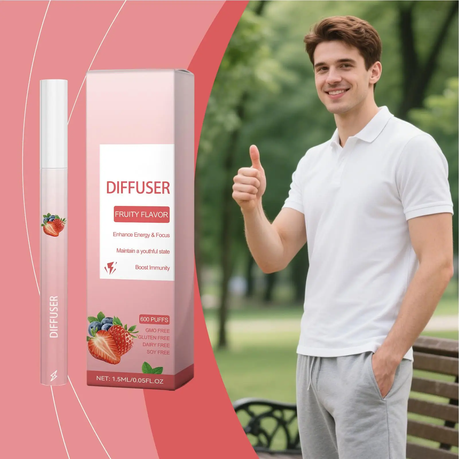 1pcDiffuser Pen Energy Boost Cleansing Personal Care Products Refreshing Fruit Lung Care Sticks For Men Women Daily Morning Work