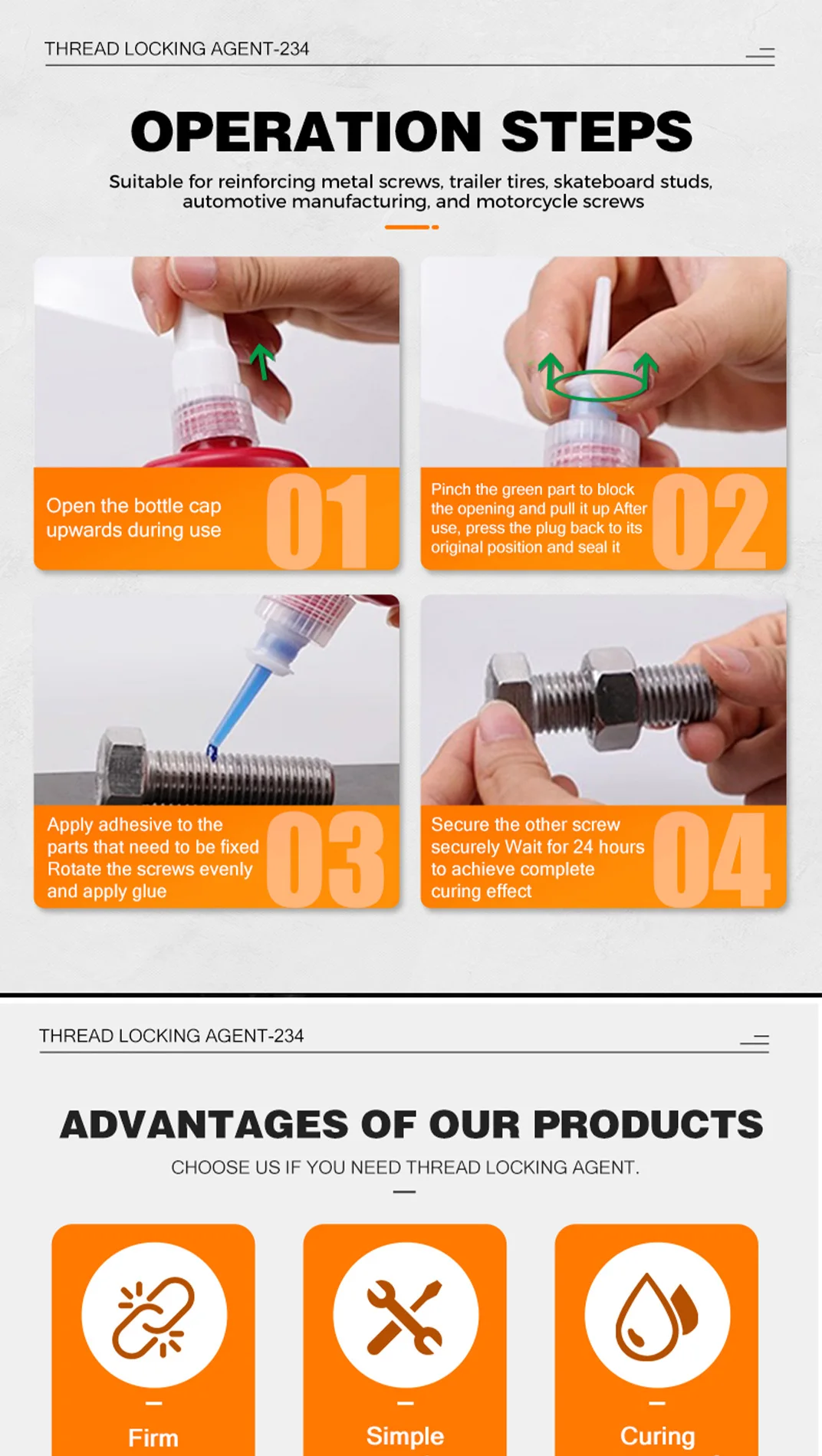 50g Threadlocker Anaerobic Glue Blue Medium Strength Automotive-grade LockerThread for Metal, Fasteners, Nuts, Bolts to Against Losening Lock Tight Seal Fasteners  Curing Metal Glue,Rustproof.
