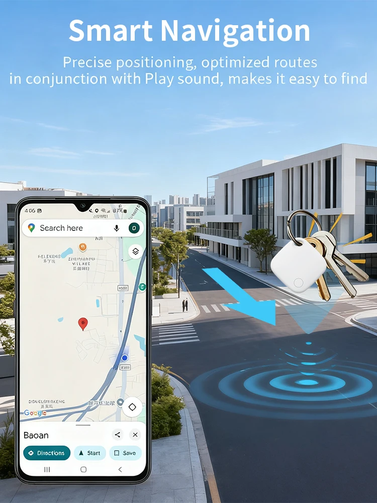 Android Smart Tag for Google Find Hub 90dB Loud Sound Replaceable Battery Bluetooth Anti-Loss Pet Tracker for Keys Bag Wallet