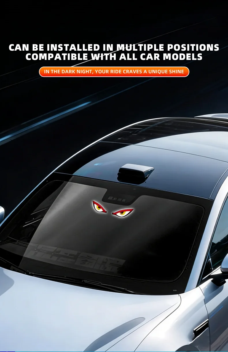 Solar Powered Cool DEMON EYE Led Ambient Light Car Neon Light Wireless Suction Cup USB Rechargeable Atmosphere Breathing Lamp